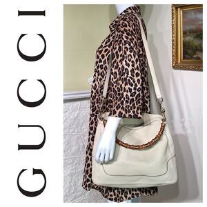 Authentic Gucci Diana XL Leather Bag Bamboo Handle & Leather Shoulder Strap
